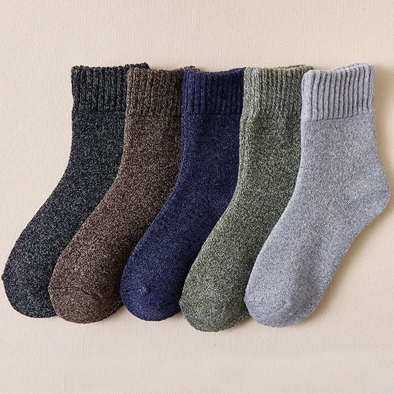 Men Merino Wool Sock Super Thick Thermal Hiking Winter Warm Boot Heavy Soft Cozy Socks for Cold Weather Plush Boots Tube Socks