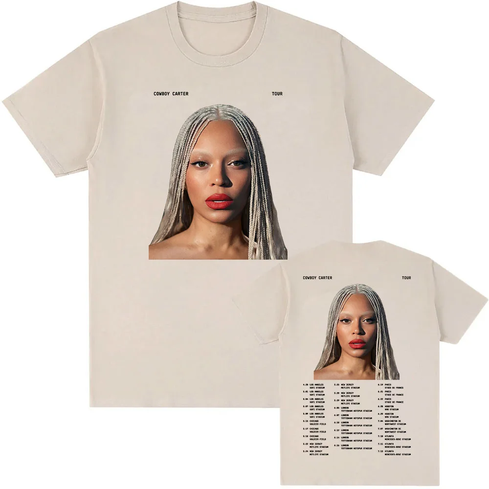 Cotton Tees Beyoncé COWBOY CARTER TOUR 2025 Tshirts Men Women Clothes Singer Printing 2025 New Fashion T-shirt Unisex Streetwear