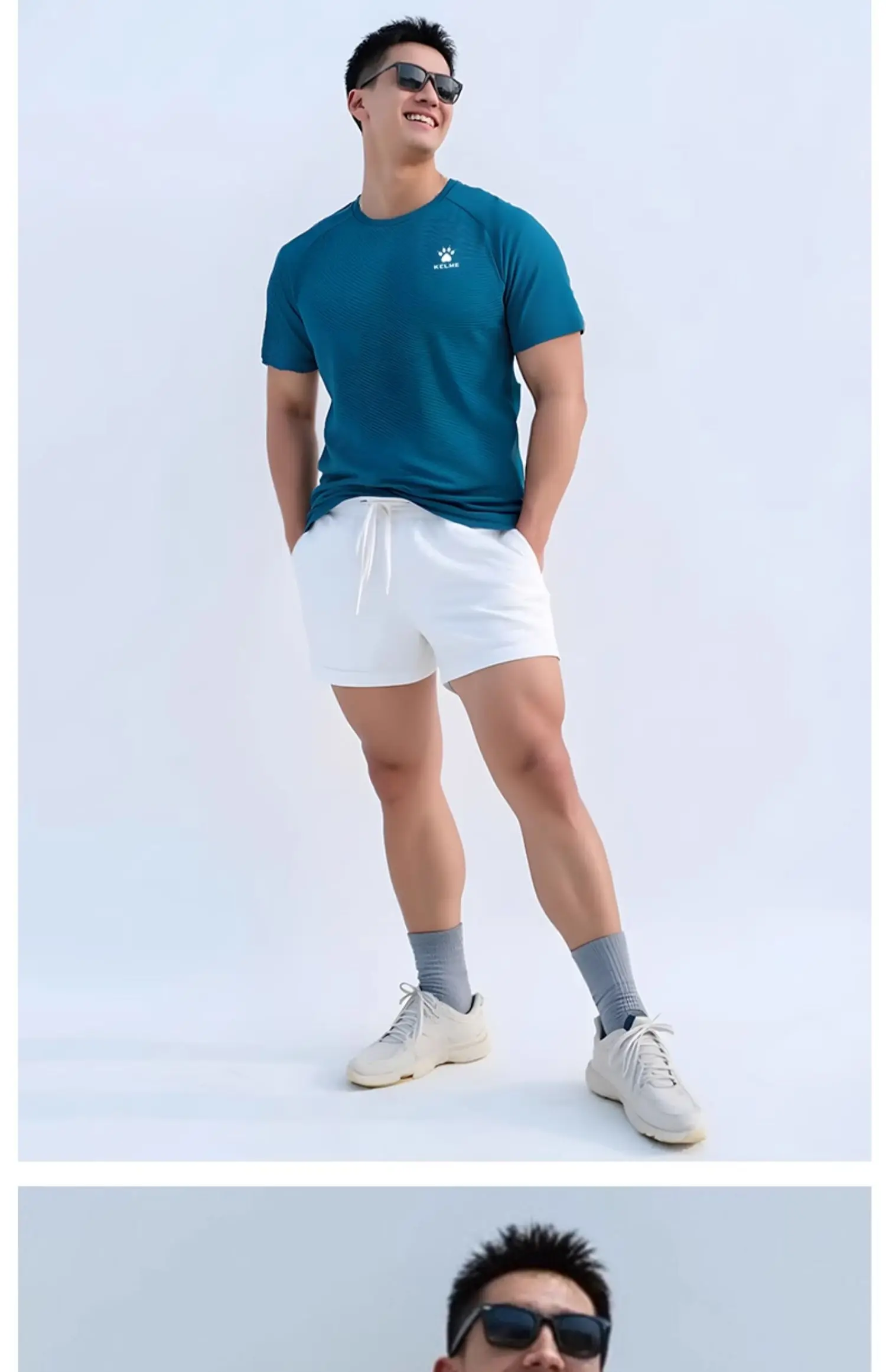 Kelme Herren-Sport-T-Shirt, Eisseide, Fußball, schnell trocknend, kurzärmelig, Fitness, Outdoor, Laufen, Training, atmungsaktiv – Detail 7