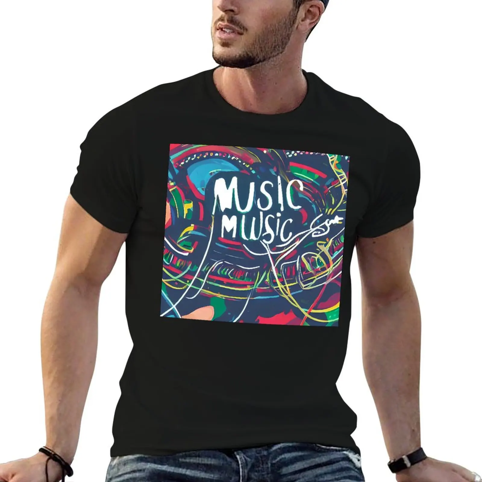 

THE MUSIC T-Shirt plus size tops oversized graphic tee black t-shirts for men