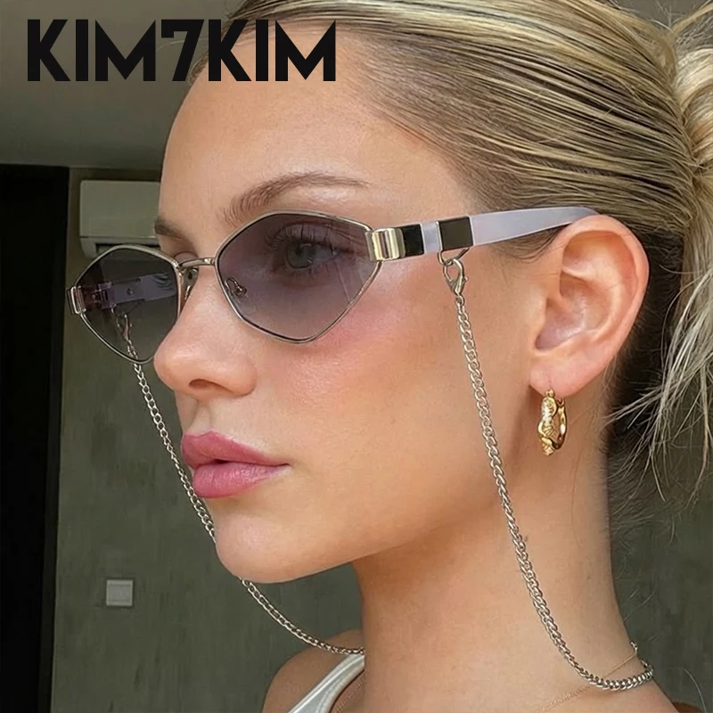 

Small Frame Hexagon Sunglasses Women With Chain 2026 Luxury Brand Vintage Punk Polygon Sun Glasses For Lady Travelling Eyewear