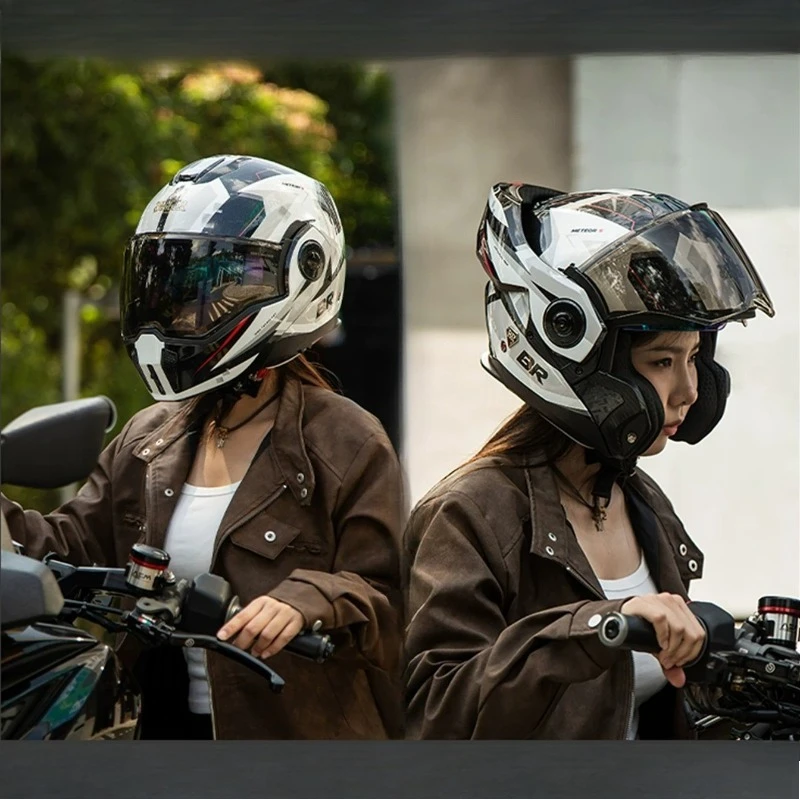 Original BR Motorcycle Helmet BR BR79 Advant Modular Helmets Men Women Double Visor Motorbike Flip Up Helmet Cascos Para Moto