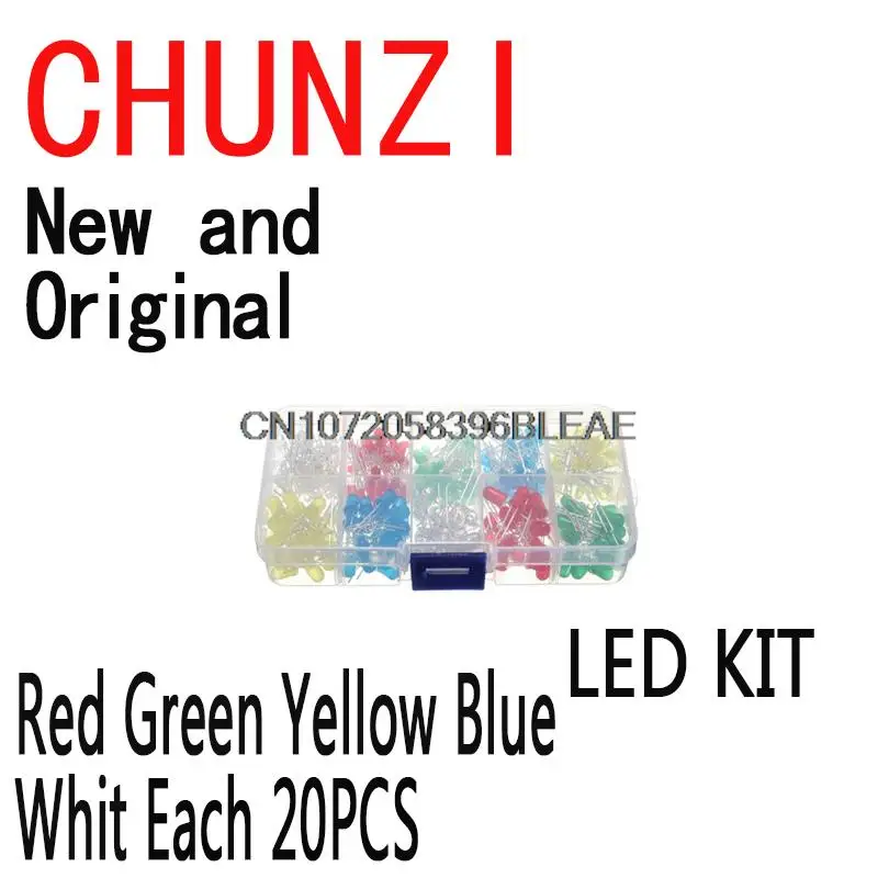 KIT LED nuovo e originale da 100 pezzi rosso verde giallo blu bianco F3 F5 scatola campione 3MM 5MM