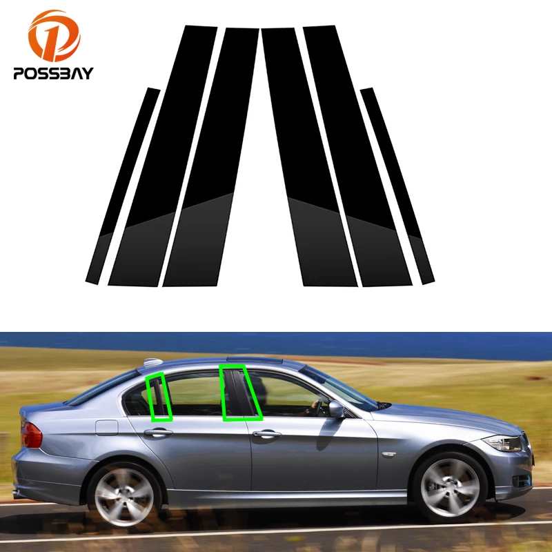 For BMW 3-Series E90 2005-2012 Car Polished Pillar Posts Window Trim Cover BC Column Sticker Styling Accessories Exterior Parts