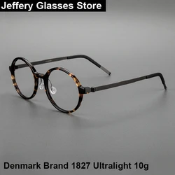 Classic Round Glasses Frame Men Women Titanium Acetate Ultralight Prescription Eyeglasses Spectacles Denmark Brand 1827 GAFAS