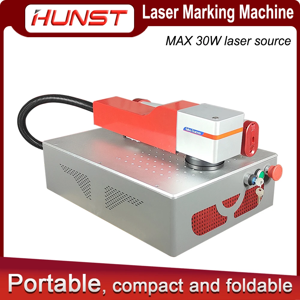 Hunst Small Laser Marking Machine MAX 30W Portable Foldable Mini Fiber Engraver for DIY Marking Gift Metal Jewelry Engraving