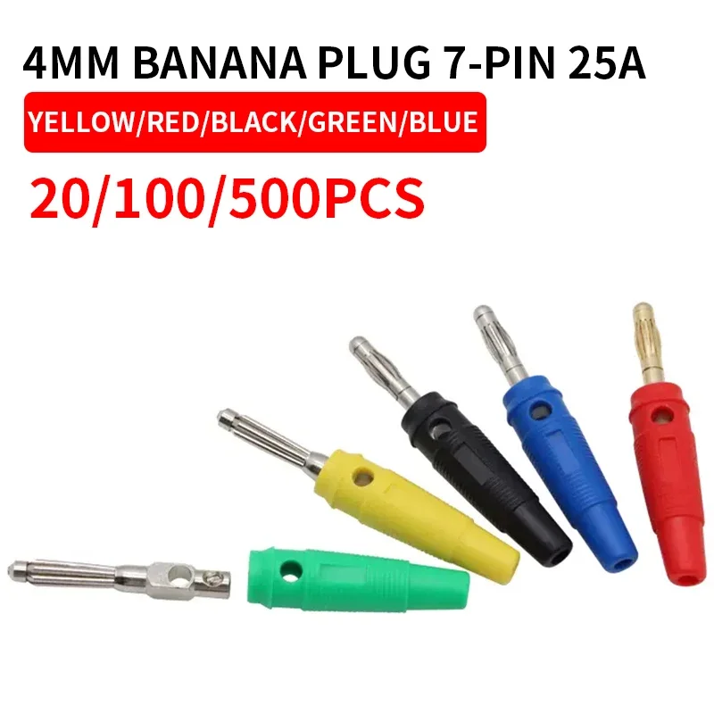 

20Pcs 4MM Banana Plug Soft Glue Solder-Free Lantern Banana Plug High Elasticity Multimeter Pen Plug