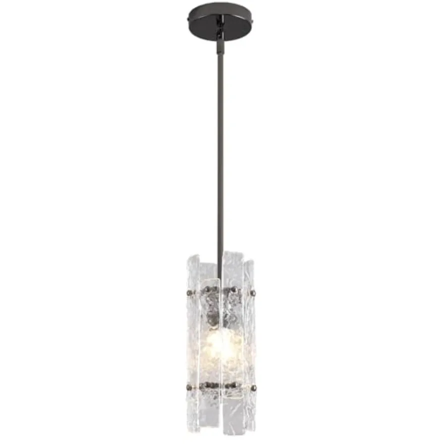 

Modern Crystal Pendant Light for Kitchen Island, Luxury Mini Water Ripple Glass Chandelier Fixture, Round Adjustable Hanging Pe