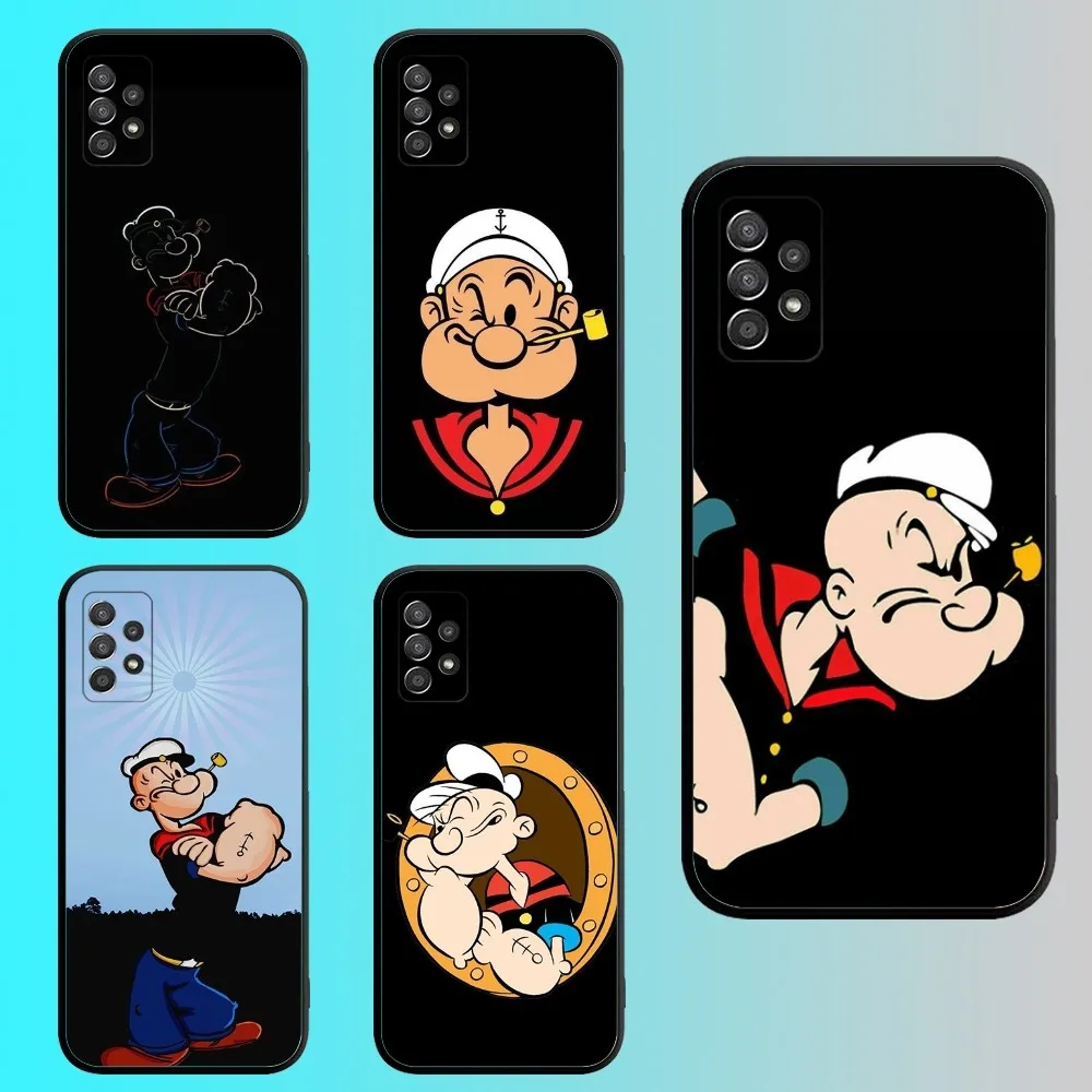 P-Popeye the S-Sailor Phone Case For Samsung S 25,24,21,22,23,30,20,Ultra,Plus,Fe,Lite,Note,10,9,5G Black Soft