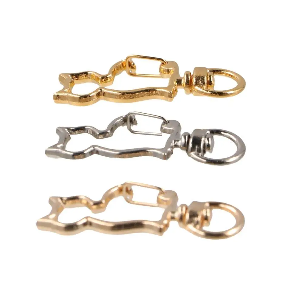 Alloy Cat Lobster Claw Clasp Gold Silver Plated Keyring Making Cat Connecting Ring Jump Rings Pendant Split Key Ring Connector