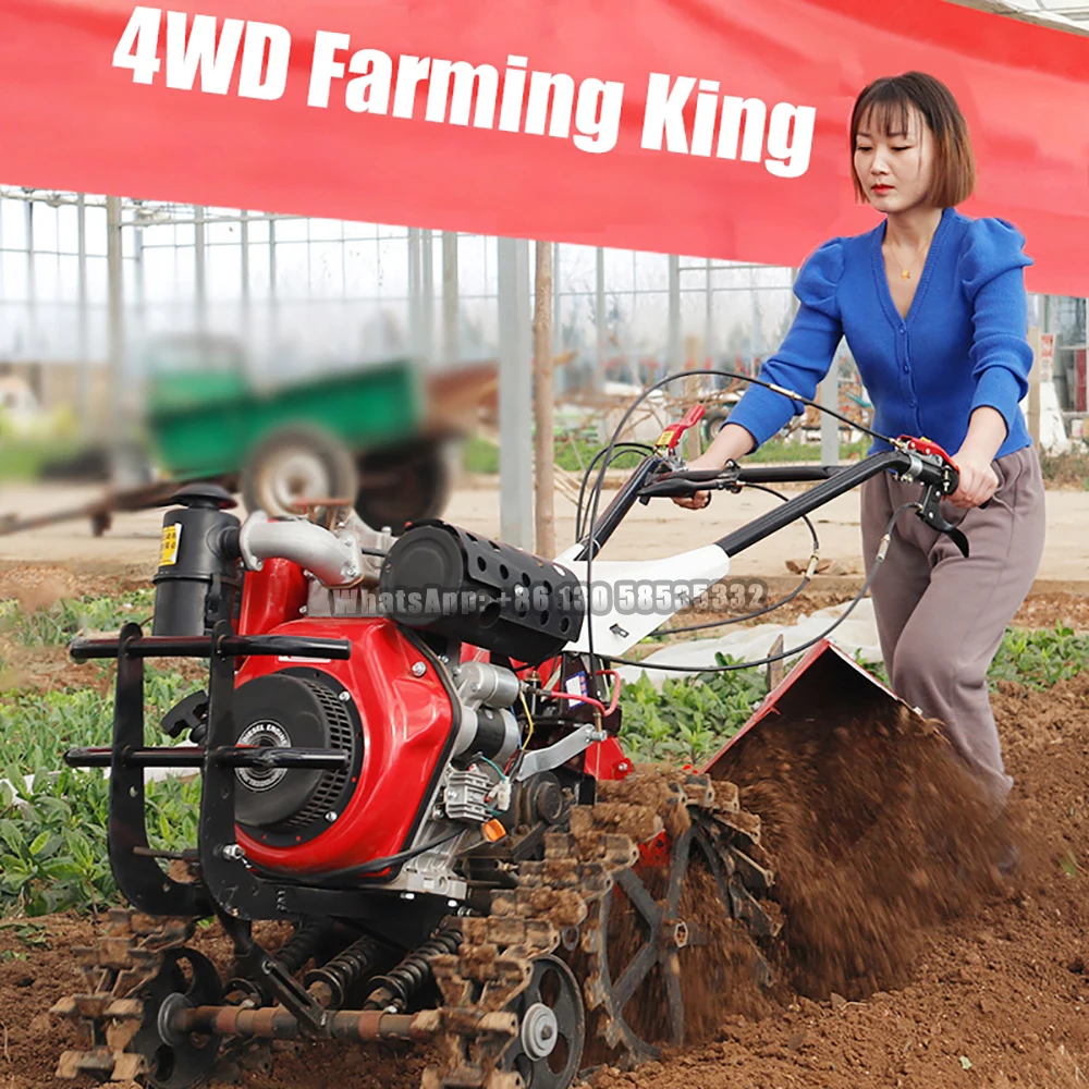 agriculture best price new 9hp portable two-wheel riding style hand-held rotary tiller machine with bevel gear