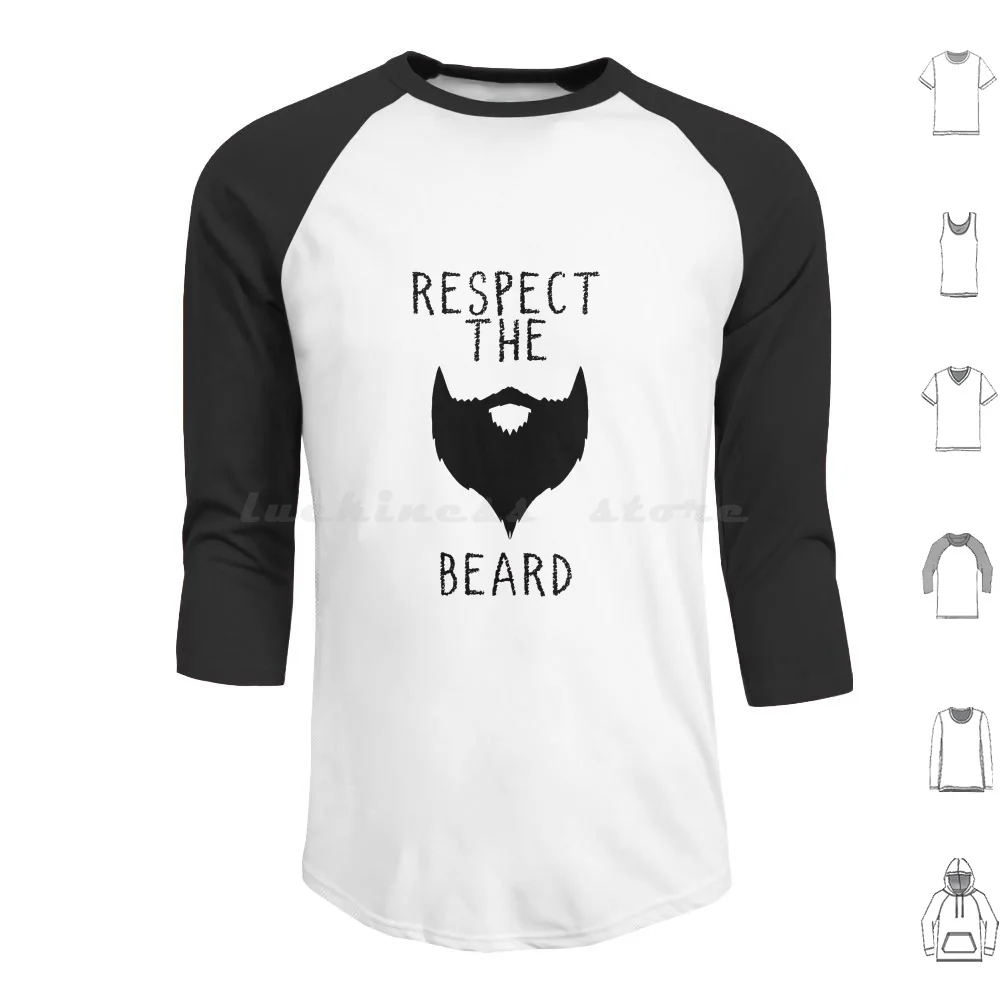 Respect The Black Beard Hoodies Long Sleeve Mustache Moustache Moustaches Beard Dad Hipster Coffee Man Movember