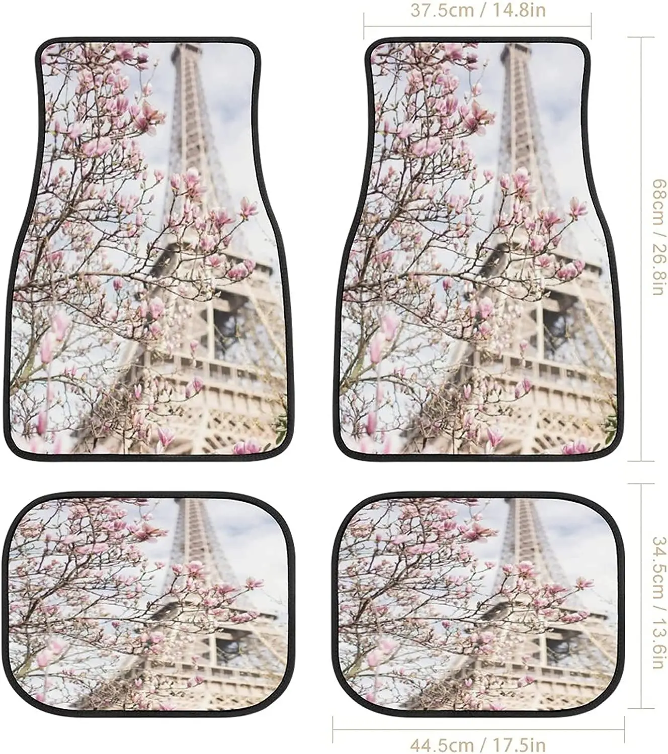 France Nature Landscape Flowers Eiffel Tower Art Car Mats Universal Fit Car Floor Mats Fashion Soft Waterproof Car Carpet Front