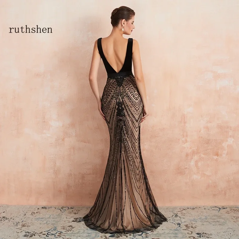 Customized Mermaid Women Evening Elegant Black Long Luxury Dubai Evening Gown Formal Party Prom Dresses 2024 Vestidos De Gala