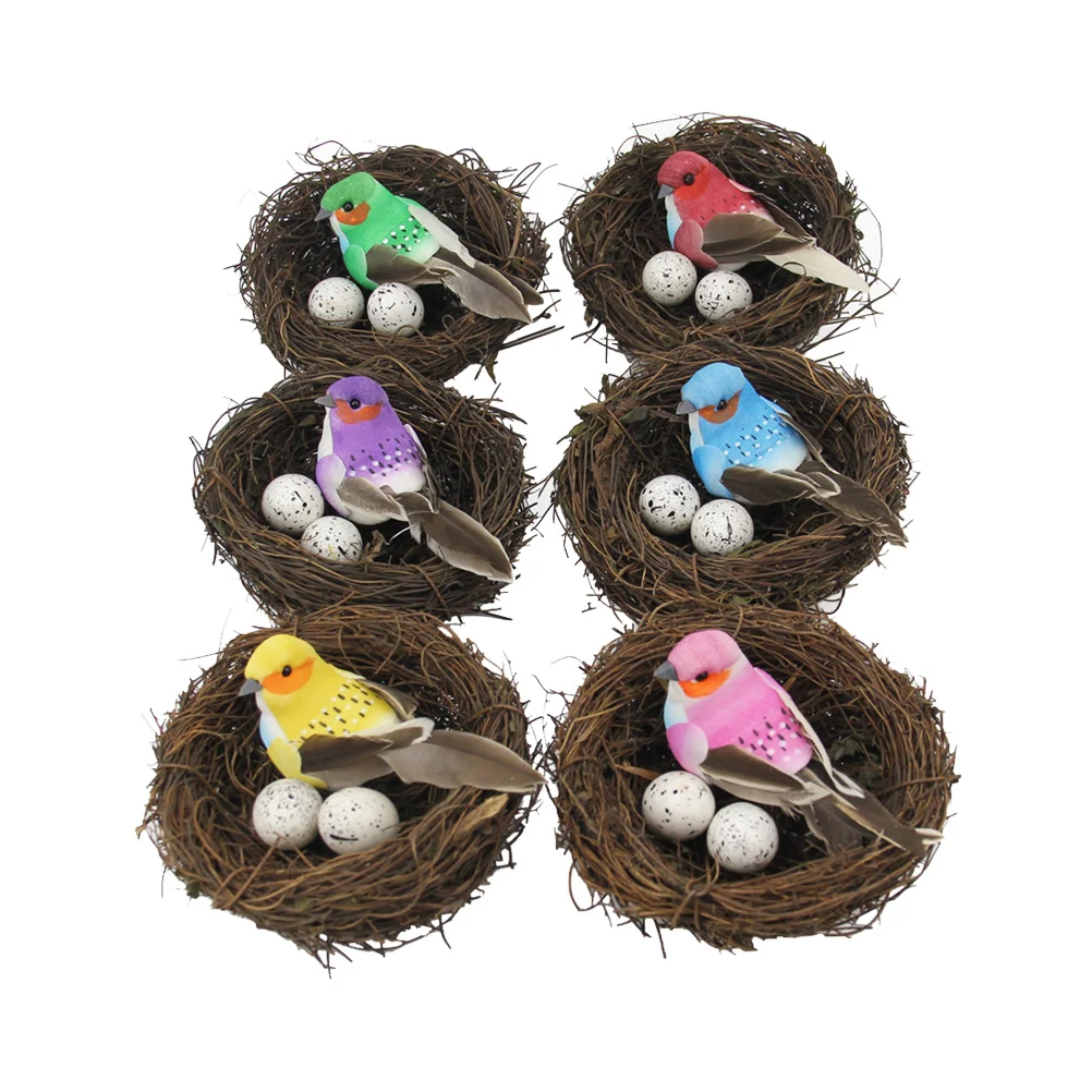 

With Simulation Eggs Vine Weaving Ornament Decor Props For Home Office Balcony Yard Spring Easter Decoration Egg Decor Bird