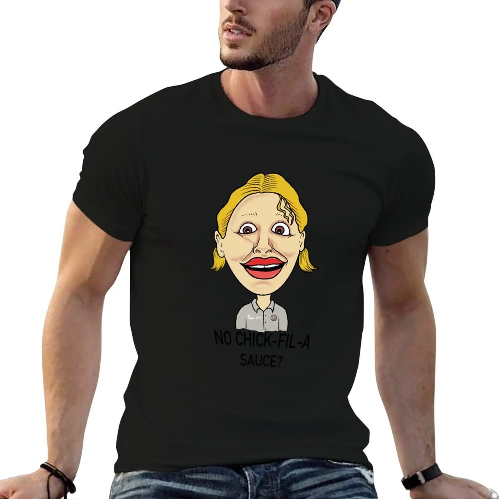 No chick fil a sauce girl T-Shirt t shirt man casual t shirt for man 100 percent cotton mens graphic t shirts T-shirt