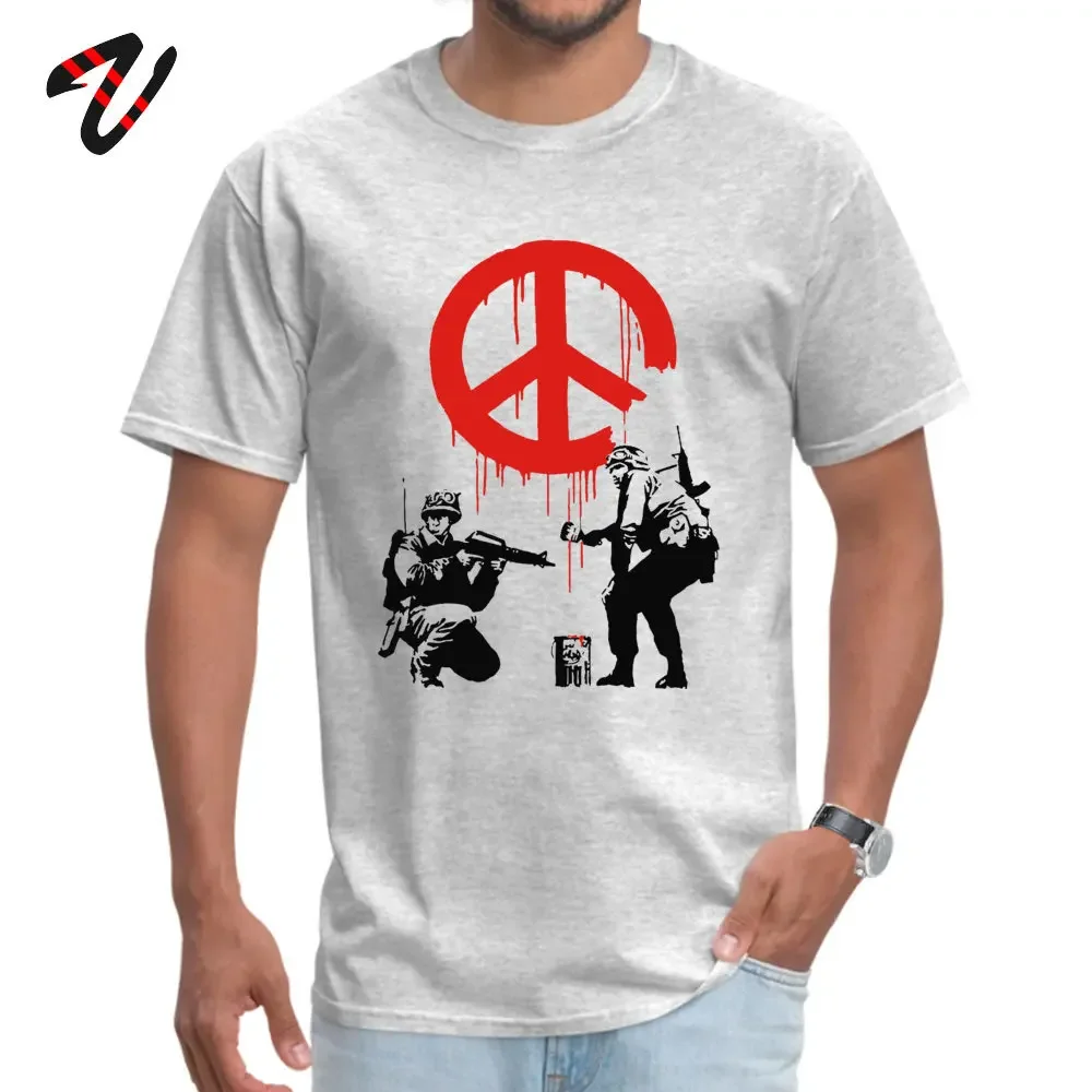 Banksy Style Men T-shirt Stop Wars Peace Logo Print Tops Tee Shirts For Adult 100% Cotton Streetwear Artist Summer Tshirt 3XL