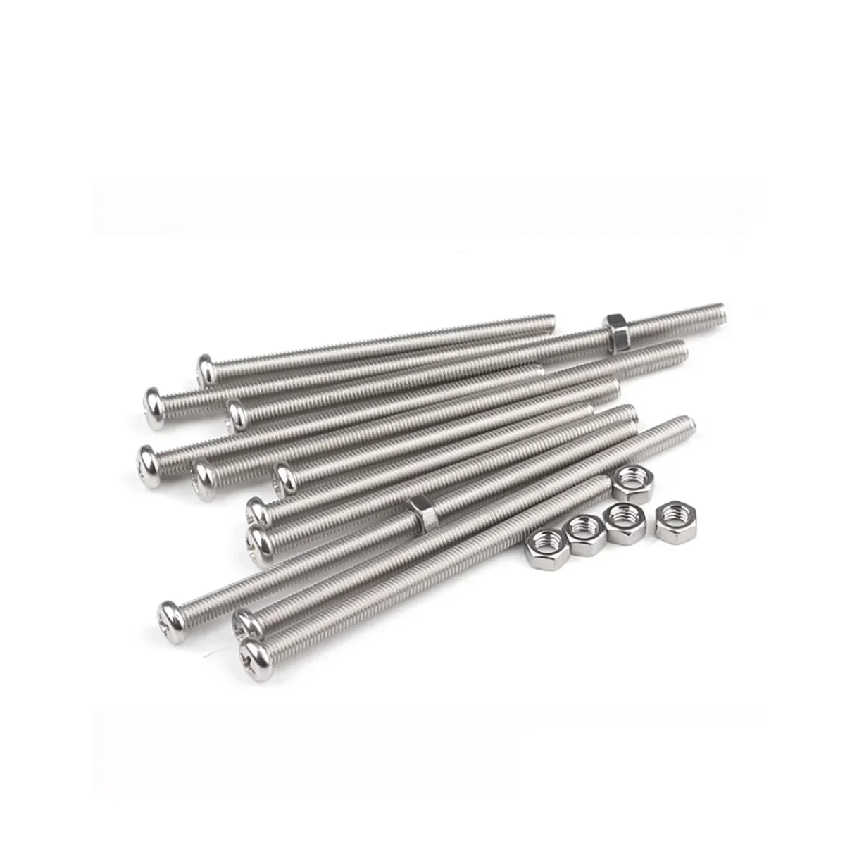 304 Stainless Steel Extended Extra Long Screw Cross Groove Round Head Bolt And Nut Combination Set M2M3M4M5M6