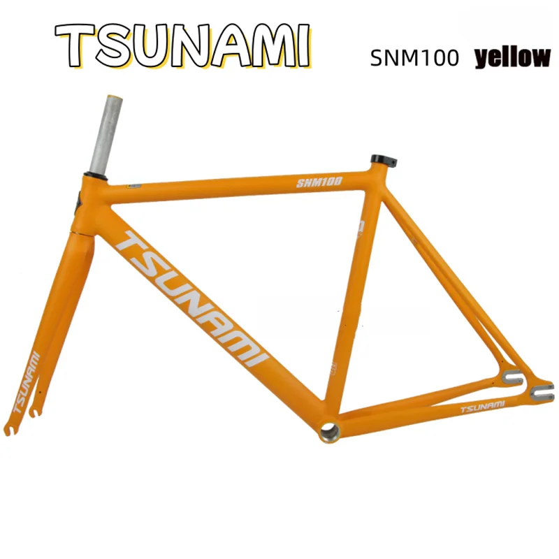 Fixie Bike Frame with Front Fork, Fixed Gear Frame, Aluminum Alloy Framework, Racing Bicycle Frame, Tsunami 100, 6061, 700C