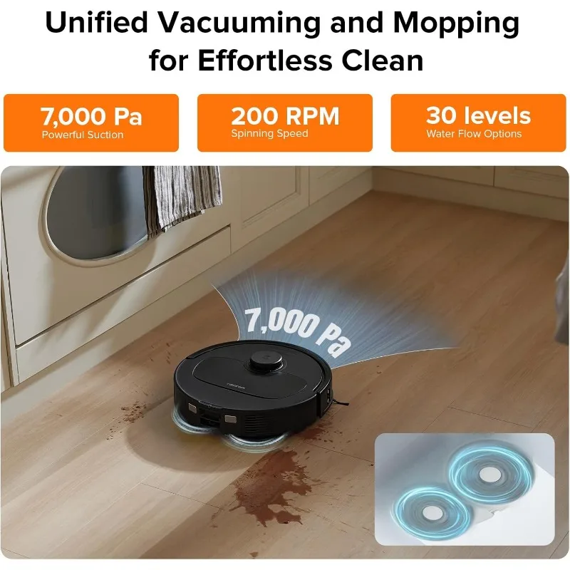 Roborock-Qrevo Plus Robot Aspirateur Vadrouille avec Design FlexiArm, Vadrouille relevable, Lavage et séchage automatiques, Vadrouille à vidage automatique, 10 mm