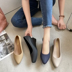 Classic Designer Low-heel Shoes Woman Pointed Toe Candy Color Pumps Shallow Mouth Summer Mules Shoes Sandals Waterproof Non-slip