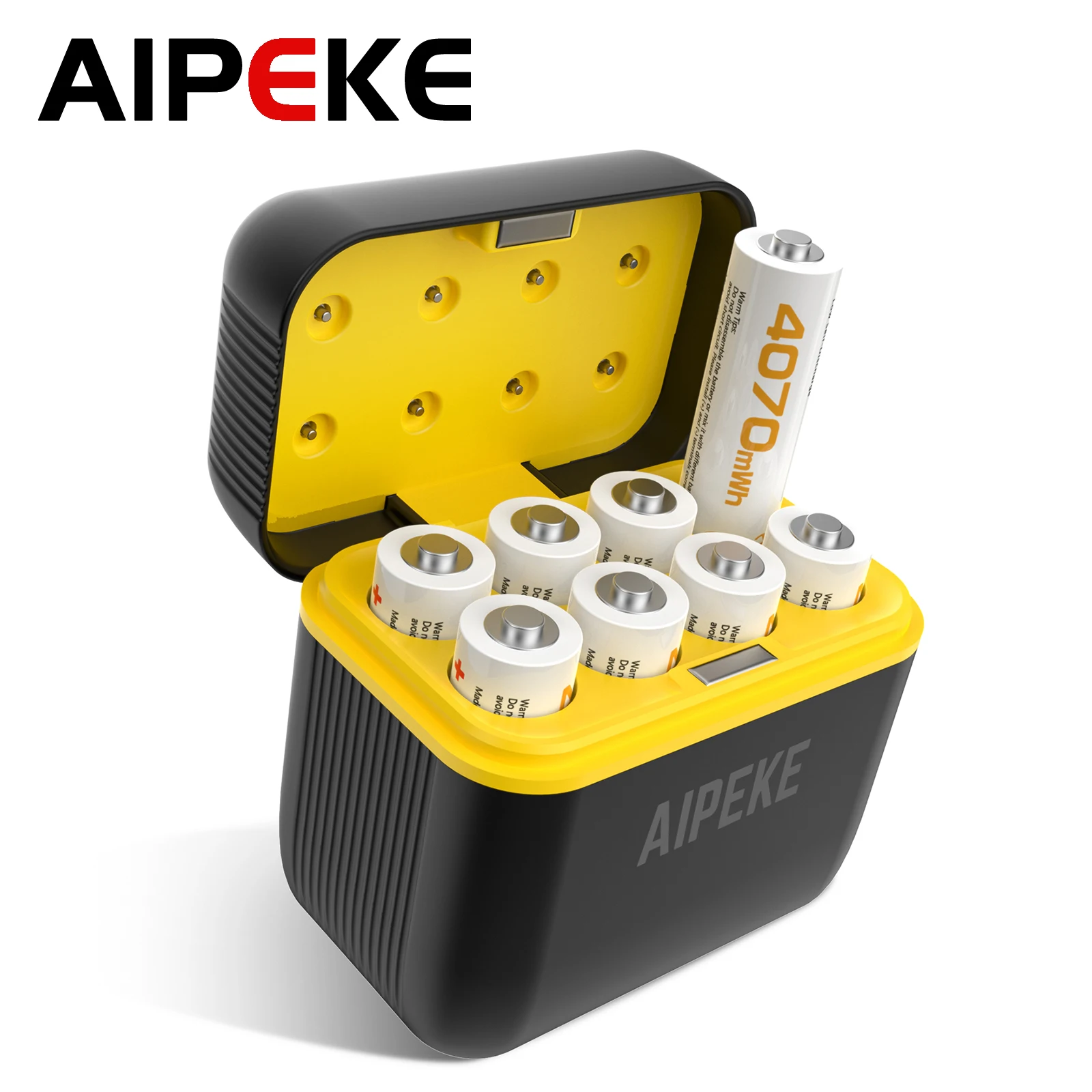 AIPEKE 1.5 فولت 4070 ميجاوات في الساعة Aa بطاريات قابلة للشحن 8 فتحات شاحن بطارية ذكي قابل لإعادة الشحن للكاميرا ولوحة الألعاب ونظام تحديد المواقع والألعاب والفأرة