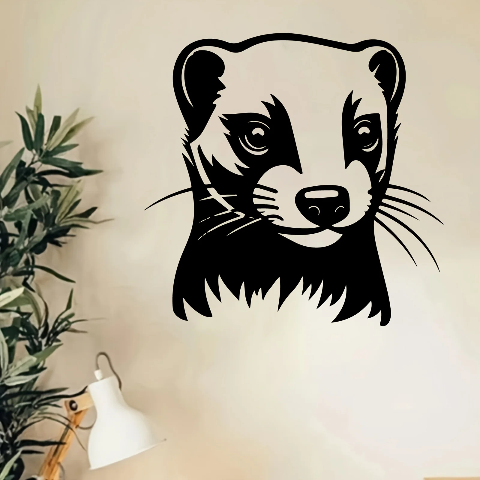 Ferret Iron Wall Art Small Pet Metal Sculpture Powder Coated Weather Resistant Mural Rustproof Hanging Decor Gift Ornament