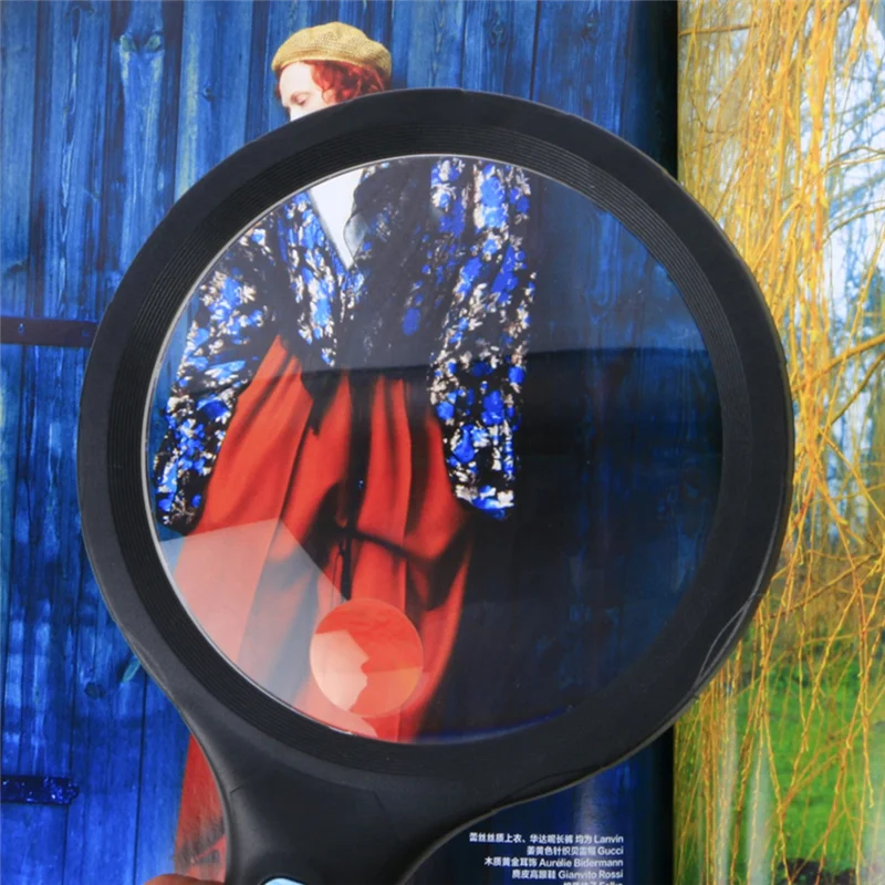 

Anti Slip Handle 138Mm Magnifying Glass Double Magnification Handheld Magnifier With 12 Led Lights
