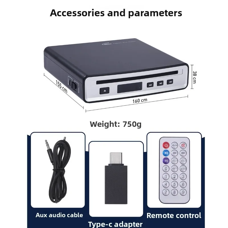Car external USB-CD player Suction USB connection CD player AUX/USB output Plug and play