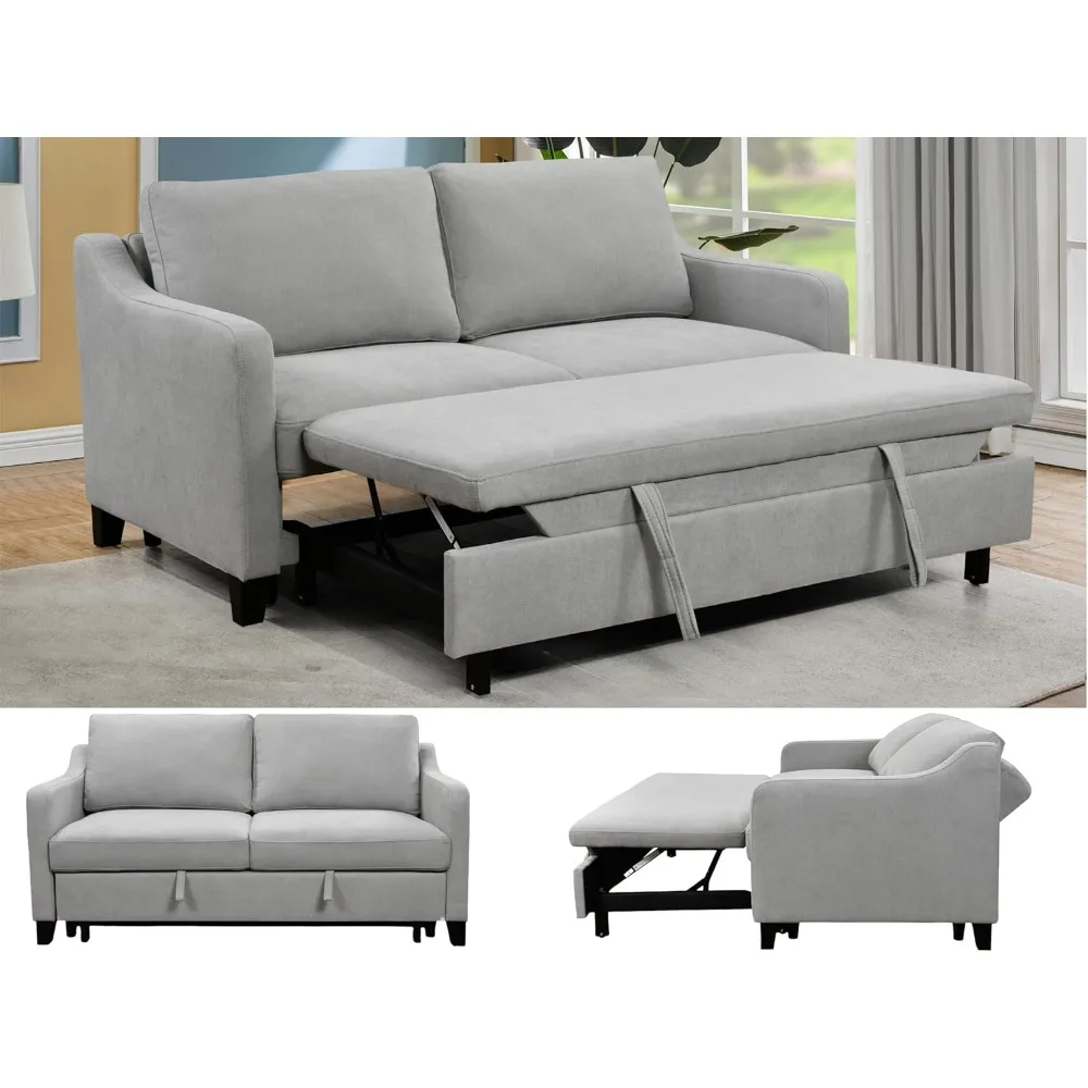 

69'' Queen Size Sleeper Sofa Couch with Pullout Bed, Convertible Futon Loveseat Sofas with Adjustable Backrest, Comfy Couches Be