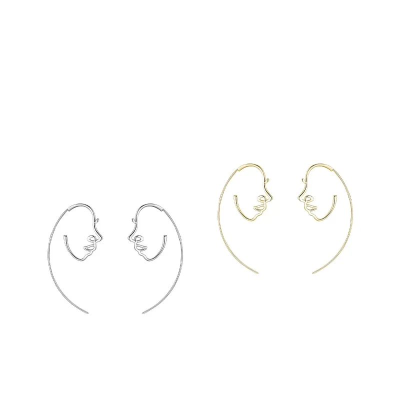 

Dawn's Jewel New s925 sterling silver special-interest design glossy abstract line face series earrings ear studs accessories
