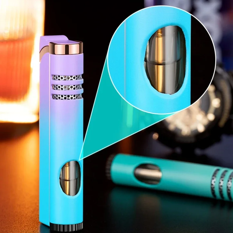 2025 New Style Creative Personality Multi-Color Metal Jet Butane Lighter Windproof Torch Lighter Smoker Men's Gift Wholesale - Image 4
