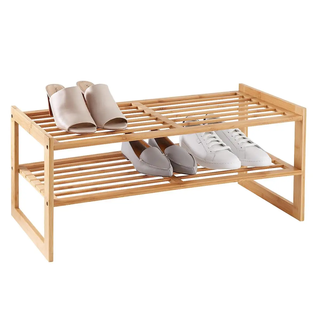 

2-Tier Bamboo Stackable Shoe Rack