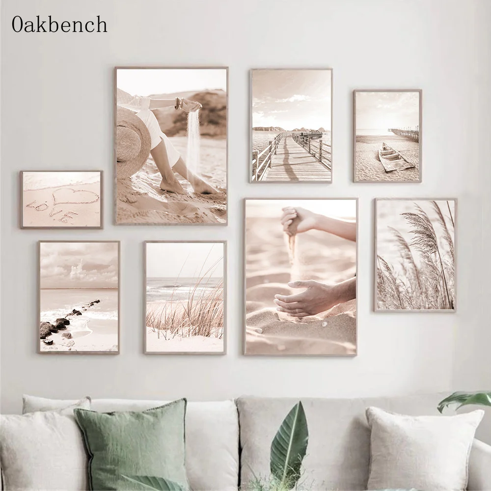 المناظر البحرية جدار الفن الشاطئ الرمال قماش المشارك ريد القش اللوحة المشارك جسر طباعة صور الشمال الملصقات غرفة المعيشة ديكور