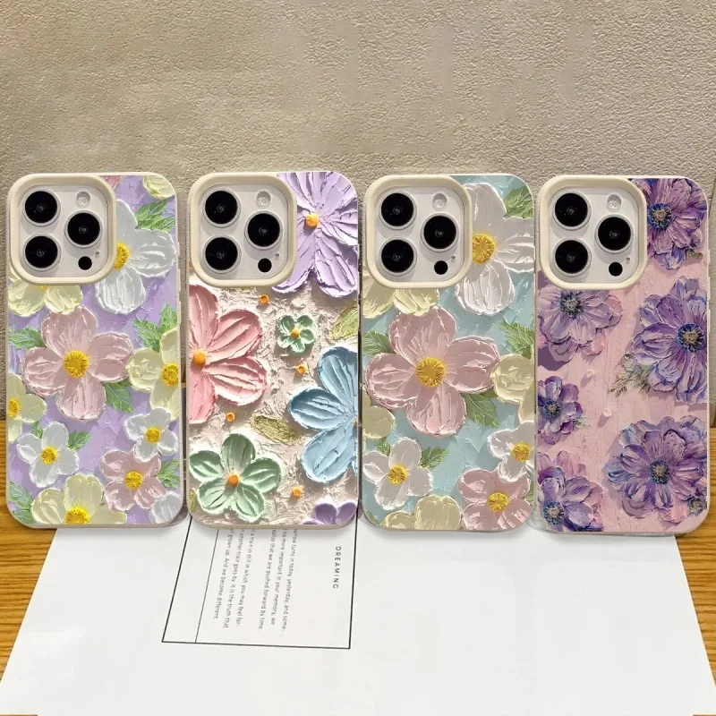 Oil Painting Flowers Phone Case For Samsung Galaxy Note 10 20 Ultra S10 S20 Plus M56 M55 M15 F06 A73 A22 A72 A30 A71 A31 Cover