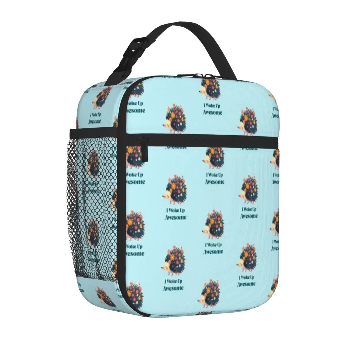 Hot Sale I Woke Up Awesome Children Funny Monochrome Leakproof Lunch Bag Grocery Carry Thermal Lunch Bag