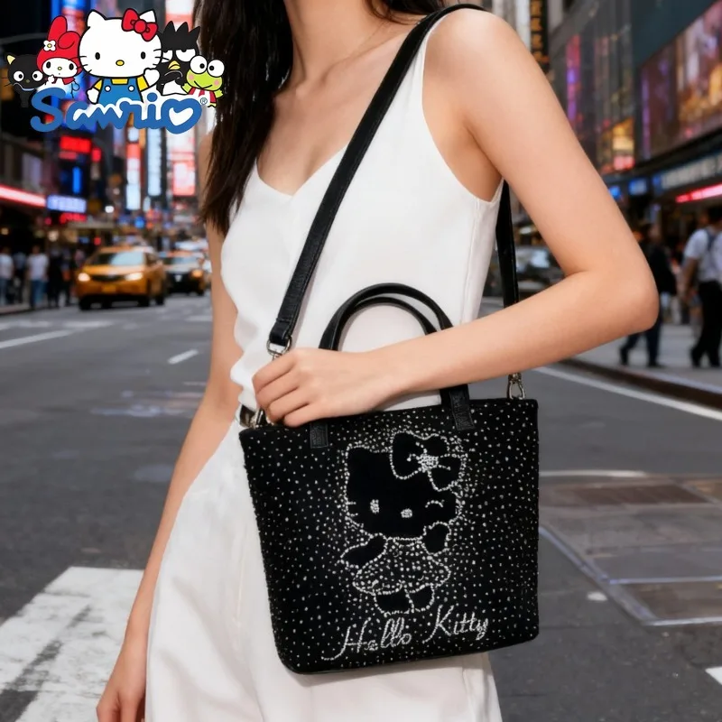  Hello Kitty New Women's Diamond Handbag Shiny Fashion Women's Diamond Shoulder Bag Large Capacity Personality Women's Bag