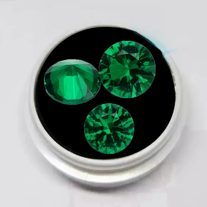 

Pretty Brilliant Cut Emerald Gems Synthetic Emerald Round Cut Loose Gemstones For Jewelry Making/Collection/Inlay/Gift