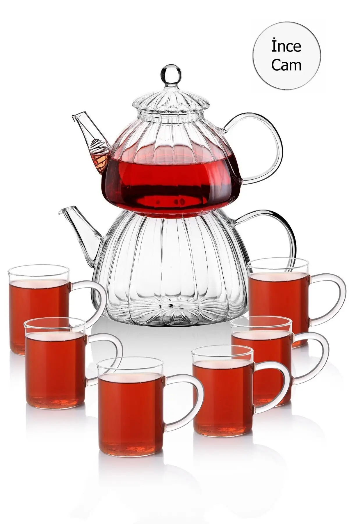 

Glass teapot and 6 pcs Cup Cup Cup Cup set Turkish Tea Cup Cup set