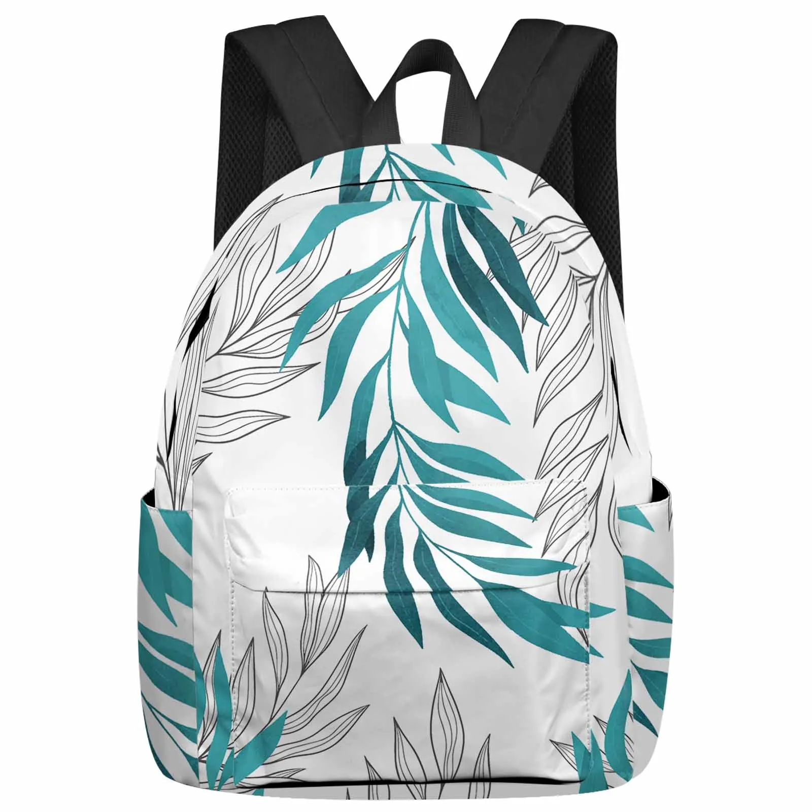 Willow Leaf Lines Blue Backpack School Bags for Teenagers Students Laptop Bag Women's Casual Travel Backpack