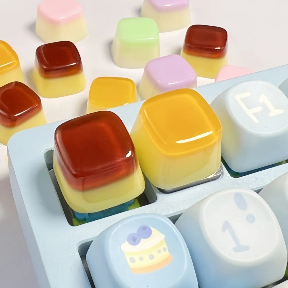 1 Stück ESC-Taste, individuell gestaltbare DIY-Harz-Tastenkappe, simuliertes Karamell-Pudding, Mango-Gelee, Cross-Switch-Tastenkappe für mechanische Tastaturen