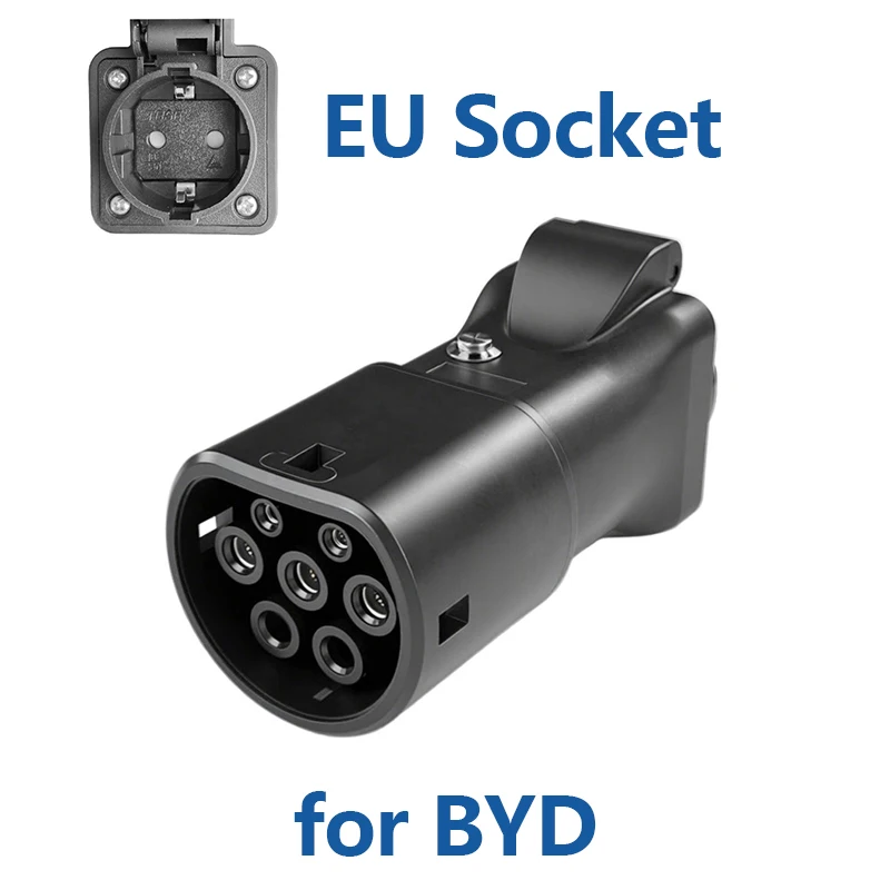 EVqiaoyi Type2 V2L-ontladingsadapter, voertuig-naar-laadstekker met uit-schakelknop voor Jaecoo 7, BYD, MG, Renault