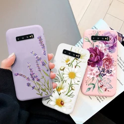 Vintage Flowers Leaves Plant Rose Phone Cases For Samsung Galaxy S10 + Plus S10e Shockproof Fundas Silicone Protective TPU Cover