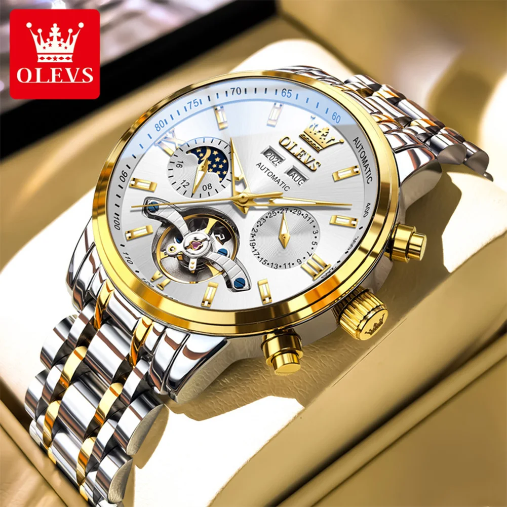 

OLEVS 6740 Man Watch Luxury Original Business Sport Quartz Wristwatches Waterproof Luminous Week Date Moon Watches For Man Gifts