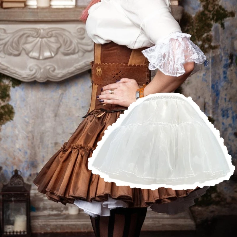 Multi Layered Tulle Crinoline Petticoat สำหรับผู้หญิงหญิง กระโปรงเอวยางยืดกระโปรงครึ่ง Slips สำหรับภายใต้ชุด