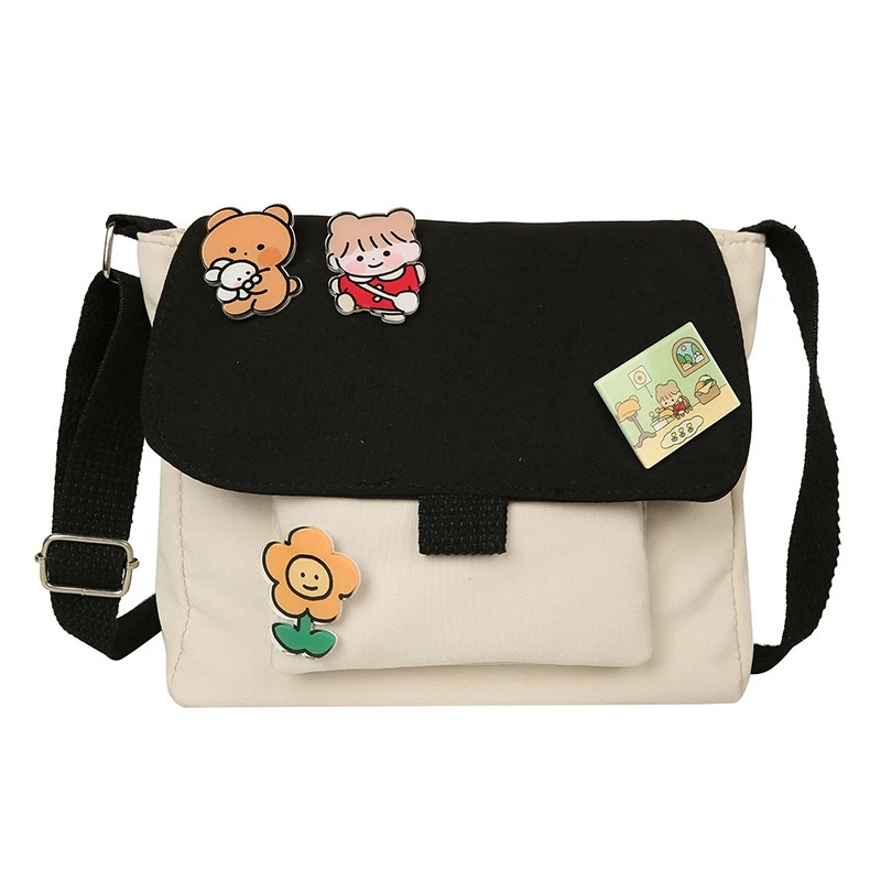 Korean Cute Small Bag Soft Sister Girl Heart Soft Cute Student Shoulder Bag Japanese Harajuku Messenger Bag Woman Black