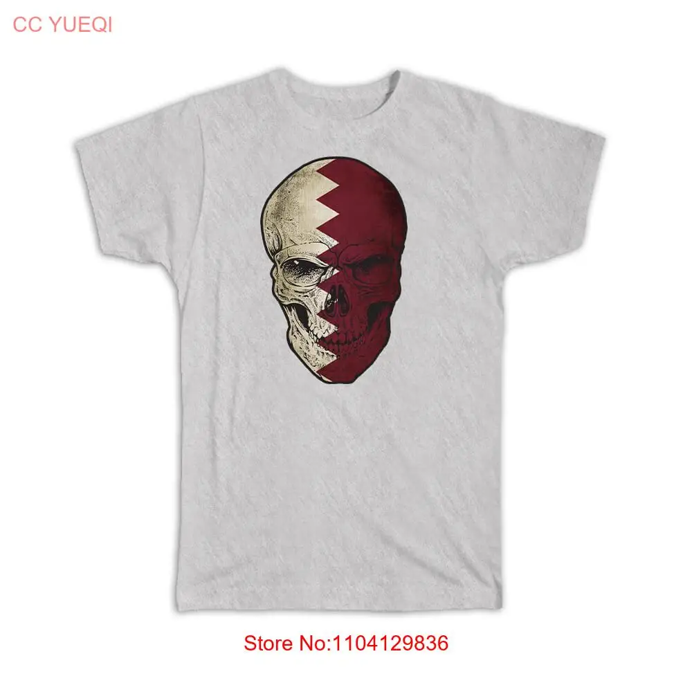 Gift T-Shirt : Qatar Flag Skull Qatari National Colors