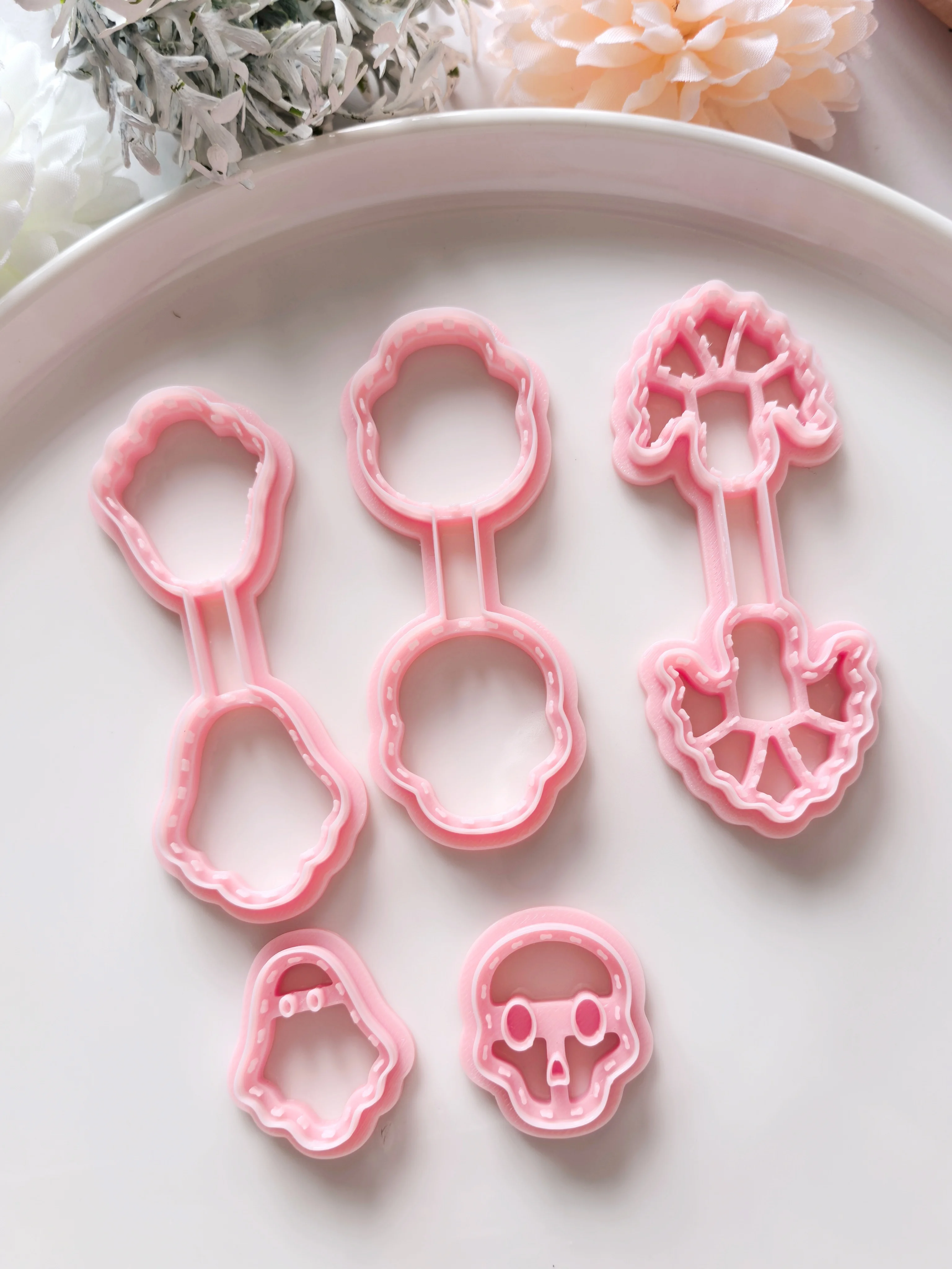 Halloween Series Polymer Clay Cutter Ghost Skull Keychain Shape Clay Cutting Dies, DIY Jewelry Making Tools For Keychains