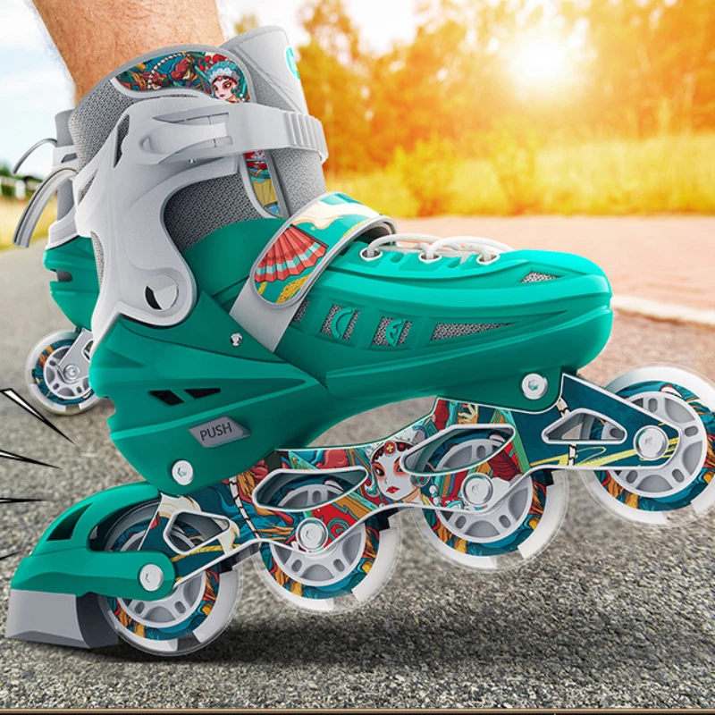 Scarpe da Skate per bambini per principianti ruote Flash fila dritta singola fila bambini adulto ragazzo ragazza taglia regolabile cuscinetto