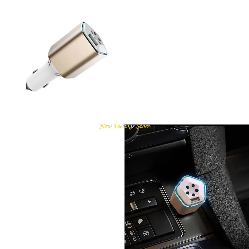 

Advanced Stylish High Technology Efficient Car Air Purifier Ionizer With Builtin USB Port And Emergency Window Hammer